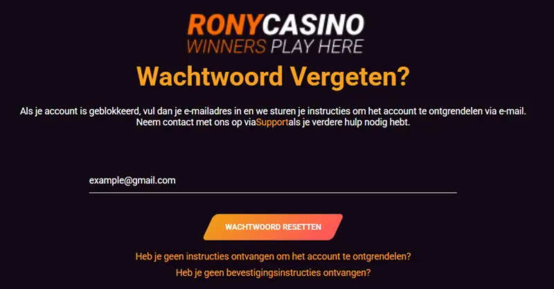 Rony Casino registration